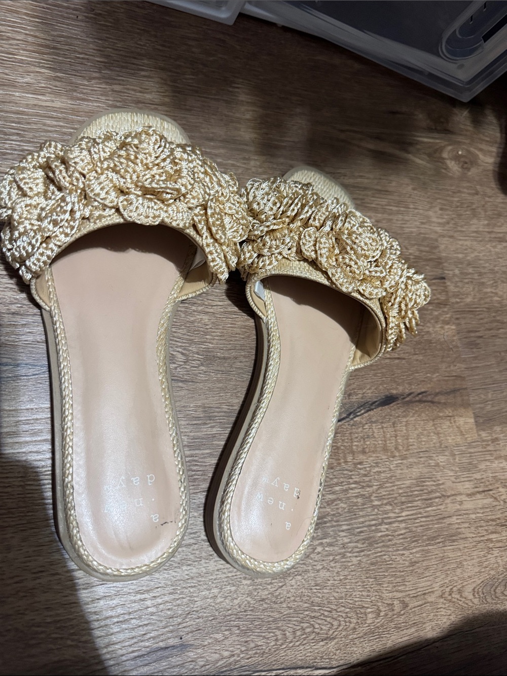 a new day Gold Braided Floral Slide Mules